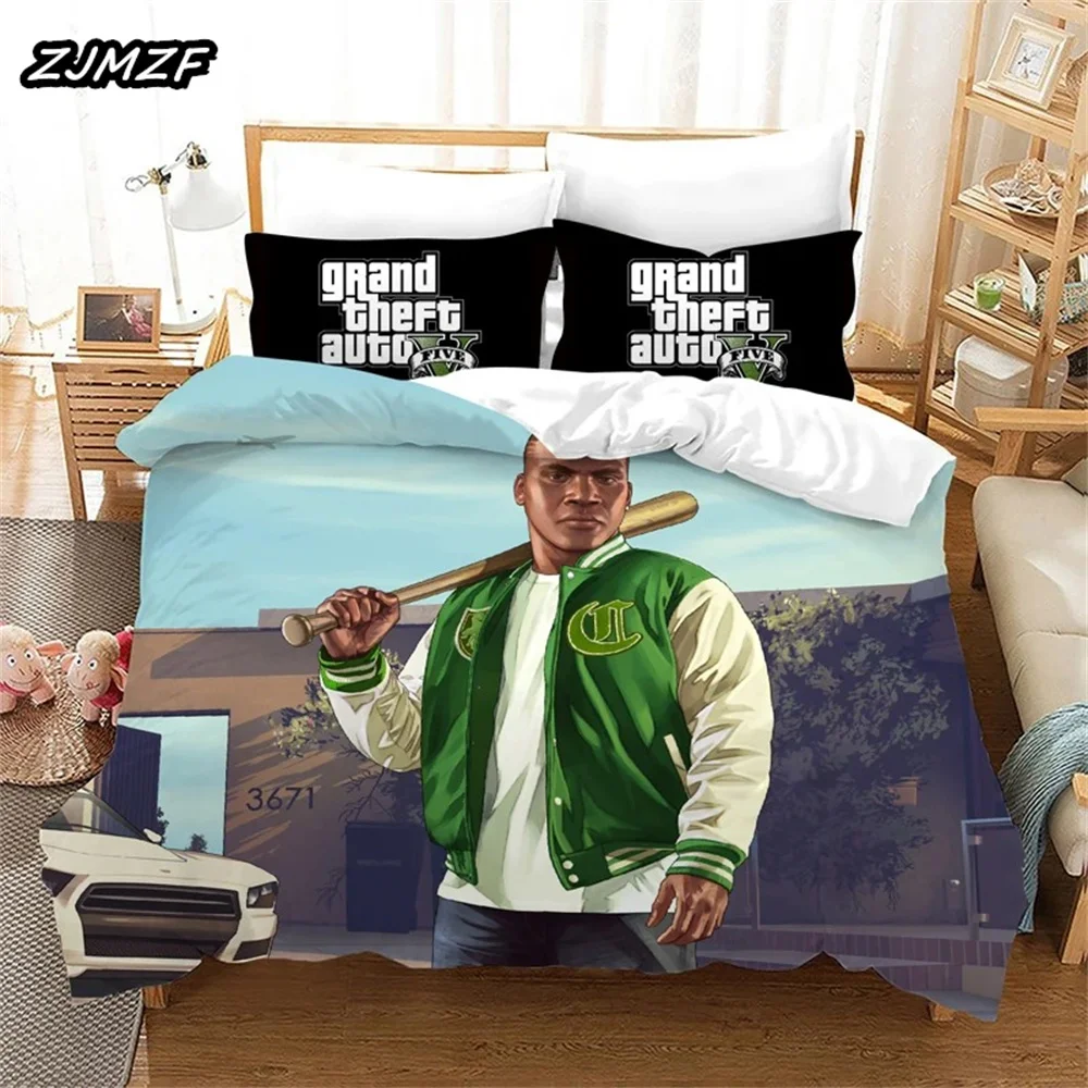 Grand Theft Auto 5 Bedding Set,Duvet Cover Comforter Bed Set Quilt Cover Pillowcase,King Queen Twin Size Boys Girls Adultse