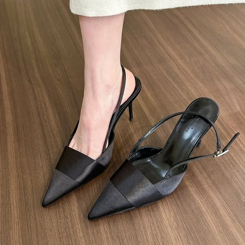 Pointed Toe Women Sandals Fashion High Heels Shoes Summer New Sexy Slippers Elegant Slingback Pumps Dress Zapatos Mujer