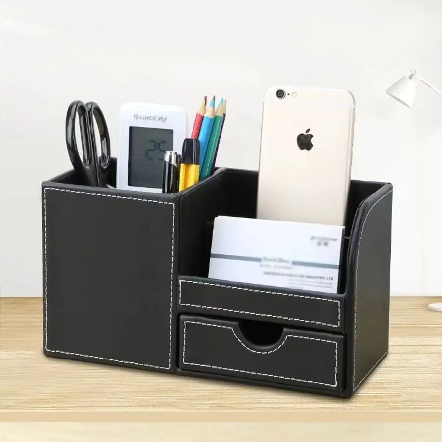 Fashion Creativity Multi-function Pencil Holder Household Office Kitchen Bedroom Desktop Leather Drawer Storage Box