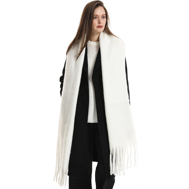 

Winter Scarf Women's Luxury Autumn/Winter Thick Warm Shawl Classic Fringe Loose Scarf Solid Color Soft Shawl