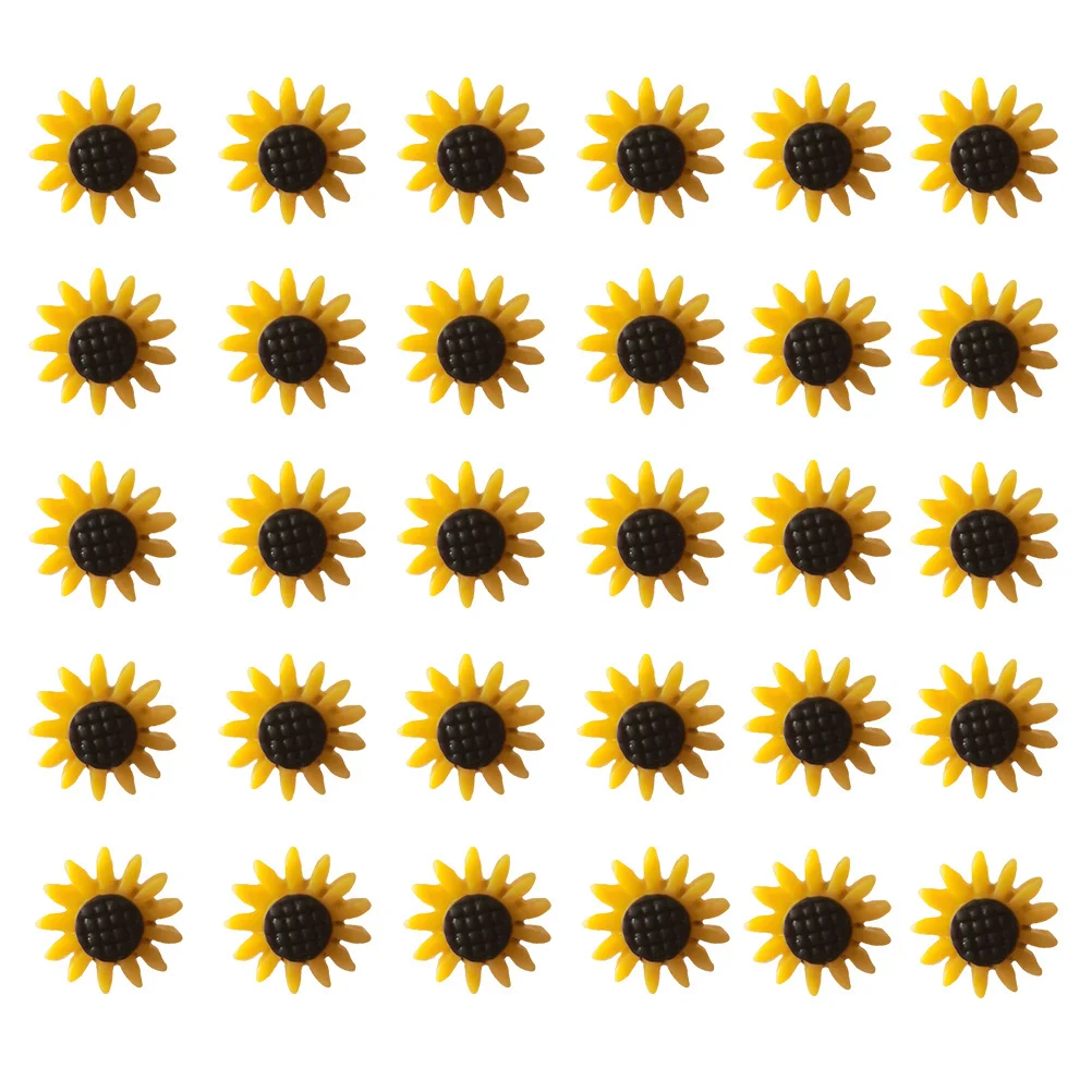 30Pcs Sunflower Map Pins Decorative Resin Iron Thumb Tacks for Home Office DIY Bulletin Board Decor Multi-Function Push Pins