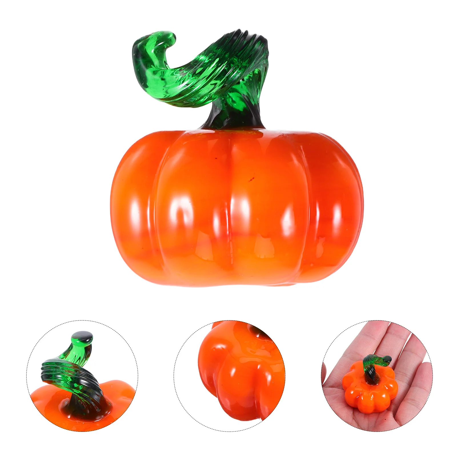 

Glass Pumpkin Decor Miniature Hand Blown Glossy Colored Glass Pumpkin Artistic Seasonal Home Office Car Table Decoration Harvest