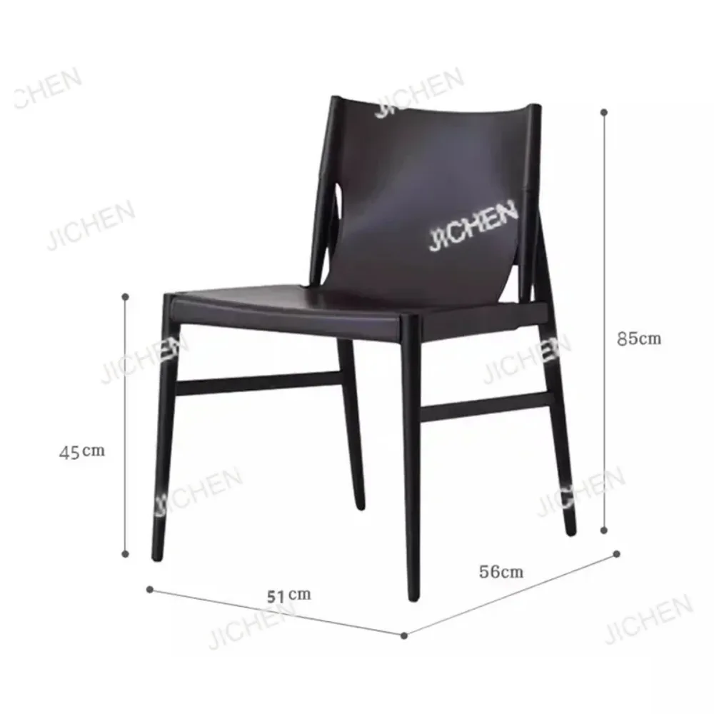 كرسي طعام مصنوع من الجلد ذو سرج إيطالي مصمم من الخشب البسيط كرسي طعام فاخر من الخشب الصلب أثاث منزلي من Sedie WKDC #6