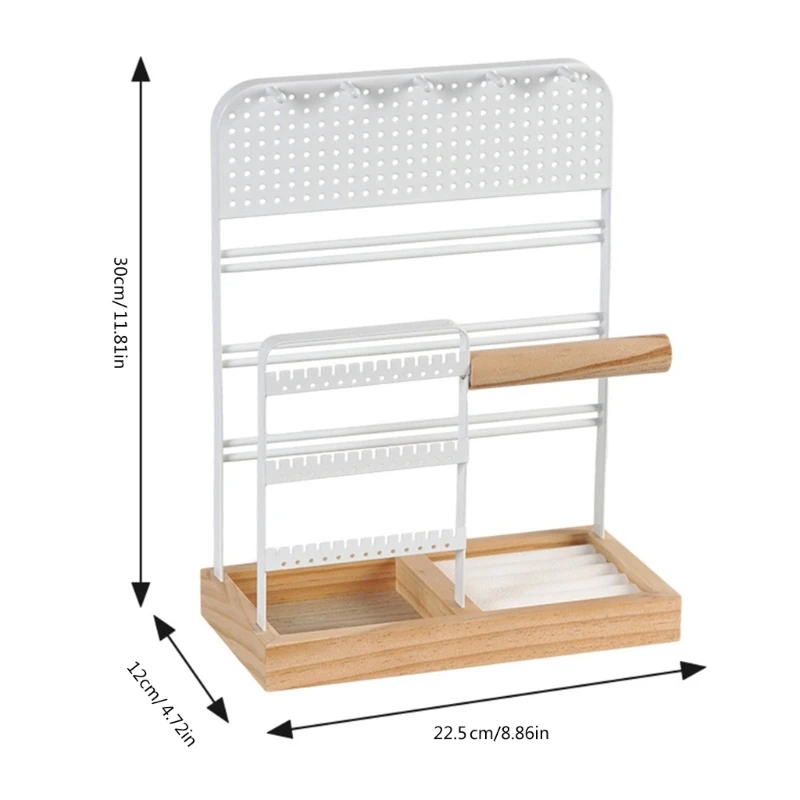 ZB91 Práctico soporte para almacenamiento joyas, práctico soporte para exhibición pendientes, estante madera delicado