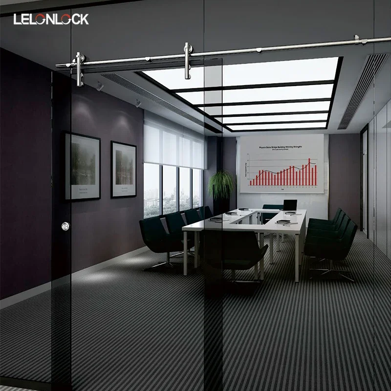 أعلى جودة جدار فولاذي مقاوم للصدأ جبل تحديد الباب الزجاجي بكرة الزجاج المقسى الباب الملحقات نظام الباب المنزلق