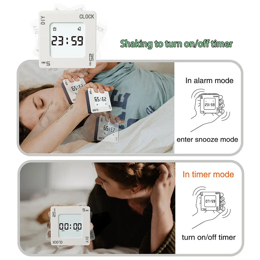 Premium Portable Digital Alarm Clock with 4-Mode Reminder Alarm Vibration Flashing Backlight Countdown Timer for Office