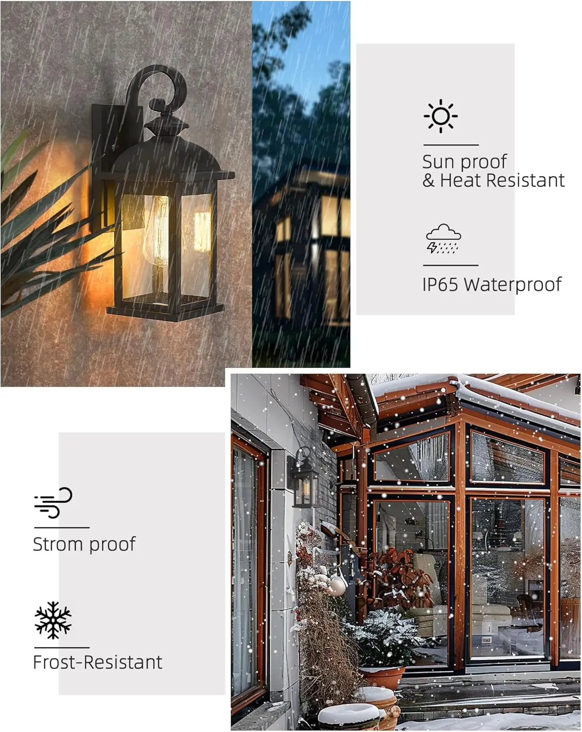 Exterior Wall Sconce,2 Packs Outdoor Waterproof Wall Lights Fixture,E26 Socket Wall Lantern for Porch,Anti-Rust Matte Bla