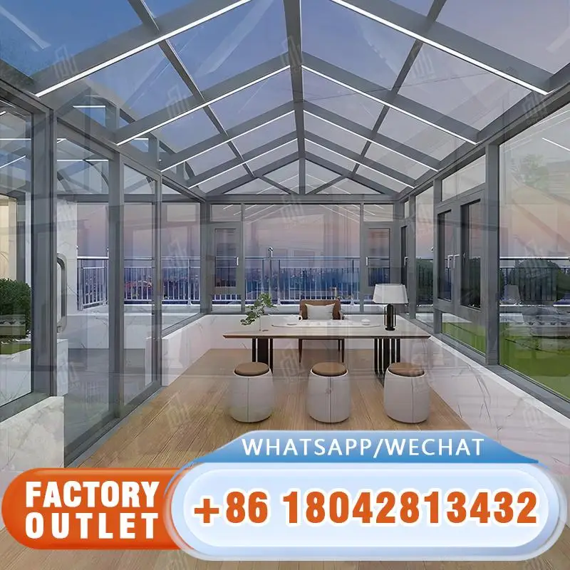 

Modern Sunroom with Insulated Flat Roof Aluminium Frame for Garden Outdoor Hotels SunRoom