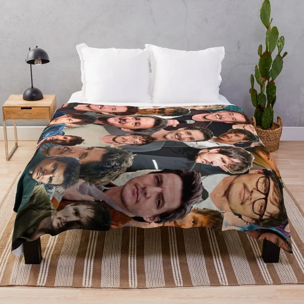 

Pedro Pascal Photo Collage Throw Blanket Decoratives Weighted Blankets For Bed Extra Large Throw Blankets