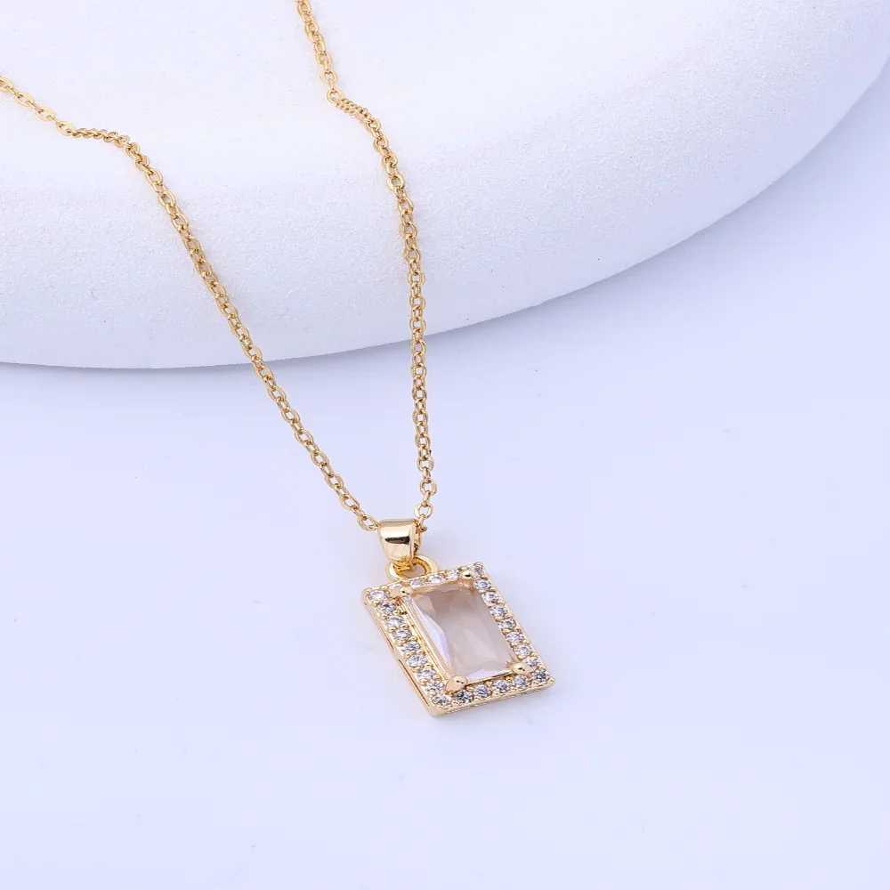 

Necklace, female internet celebrity, sweet and cool style, zircon geometry, niche new design, pendant, temperament, titanium ste