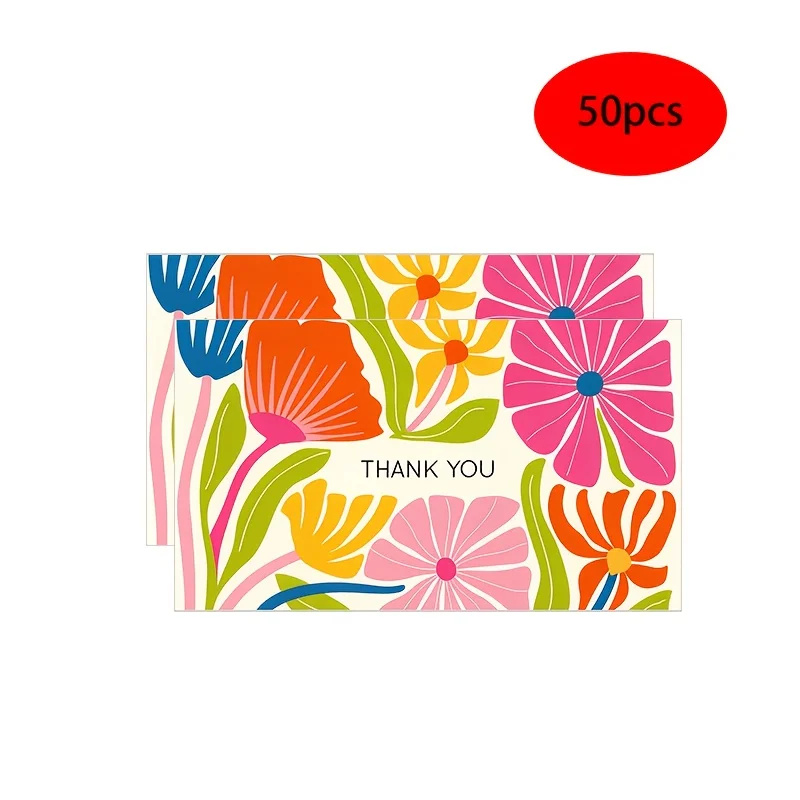 50pcs macaron colored thank-you cards - blank fashionable paper cards for handwritten messages with stylish colored covers