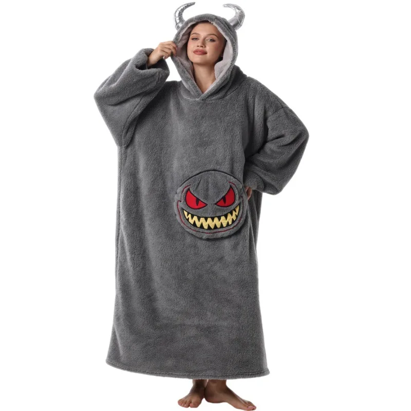 Wearable Blankets Winter Oversized Hooded Blanket Sweatshirt Hoodie Pajamas Sweater Oversized Warm Plush Thick Wearable Blankets