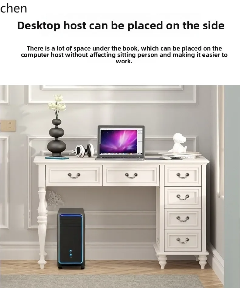 

PYH Solid Wood Bedroom Study Modern Storage Desk Study Table Computer Desk Small Apartment