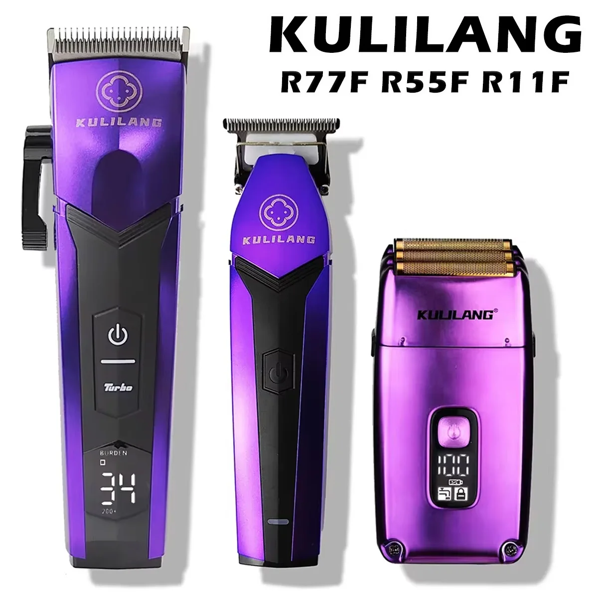 KULILANG R77F R55F R11F Professional Barber Gradient Electric Hair Clipper Titanium Plated FADE Blade 7200rpm Hair Salon Trimmer