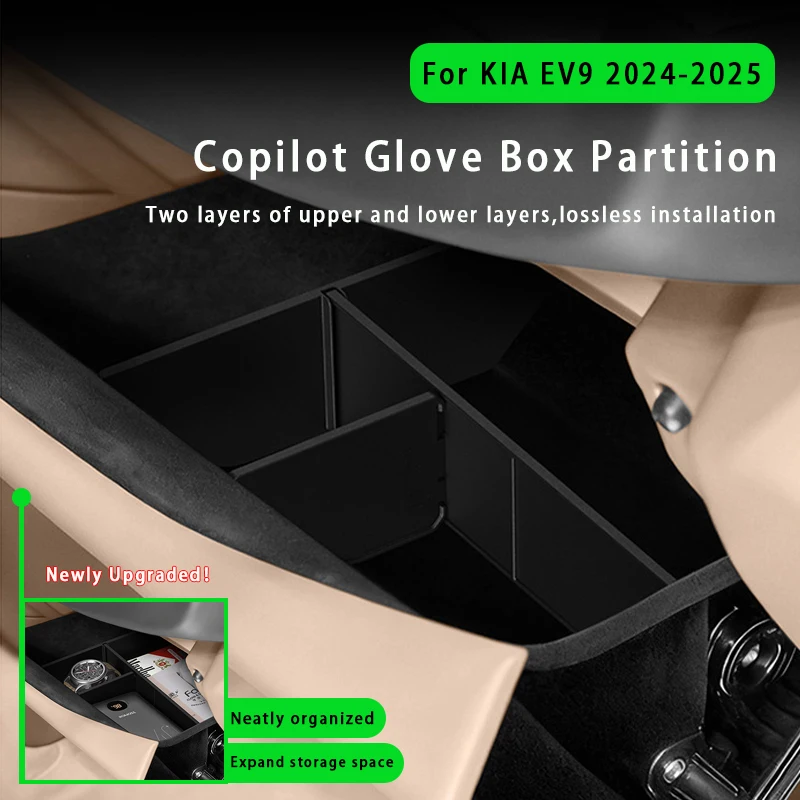 For Kia EV9 2024-2025 Center Console Glove Storage Box Partition Modified Container Tray Organizer Car Interior Accessories