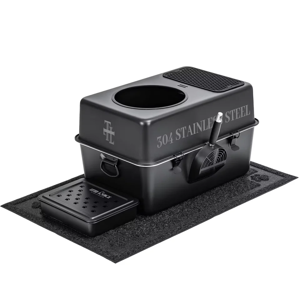 Heavy Duty Stainless Steel Cat Litter Box with Odor Vent