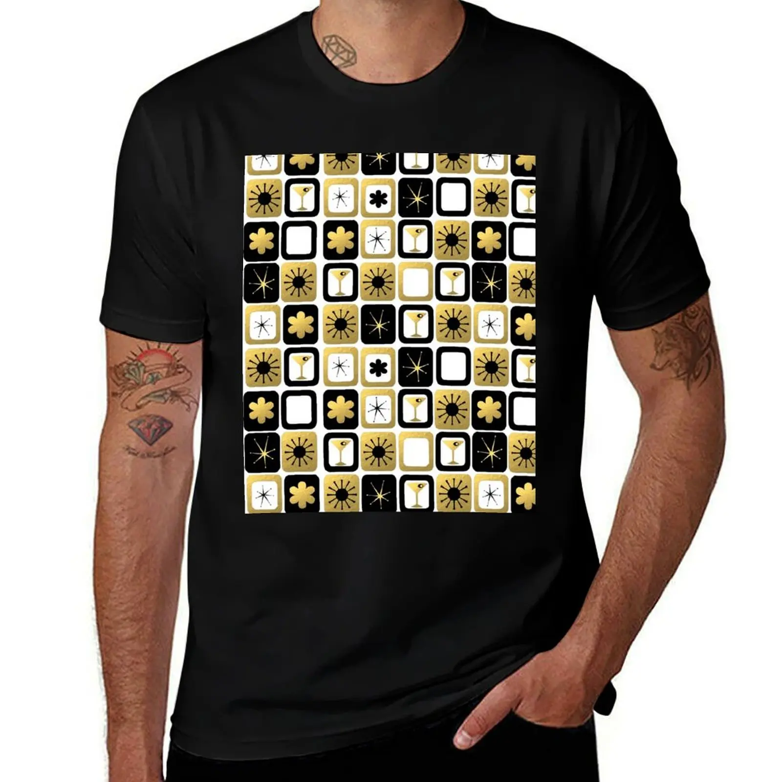 

Retro Glamorous Gold Pattern T-Shirt t shirt for man t shirts cotton 100% t shirt men 100% cotton luxury brand T-shirt