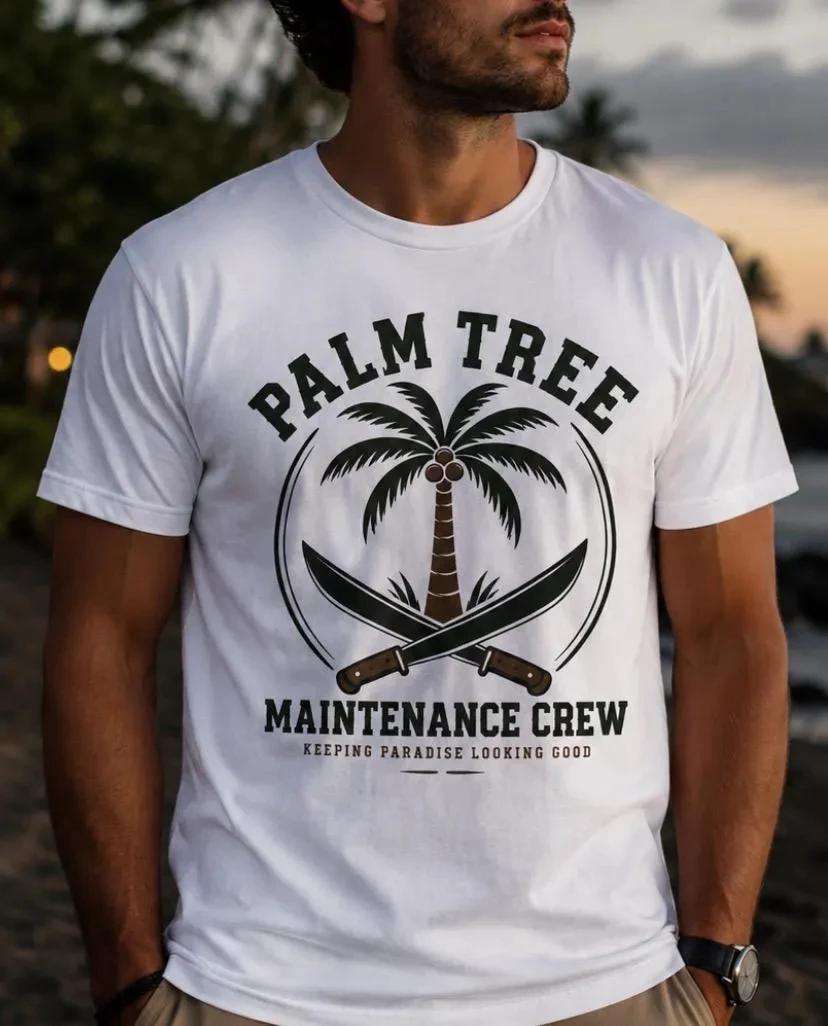 Palm Tree Maintenance Crew Shirt, Beach Vacation T-Shirt, Tropical Graphic Tee, Funny Island Life Shirt, Resort Work
