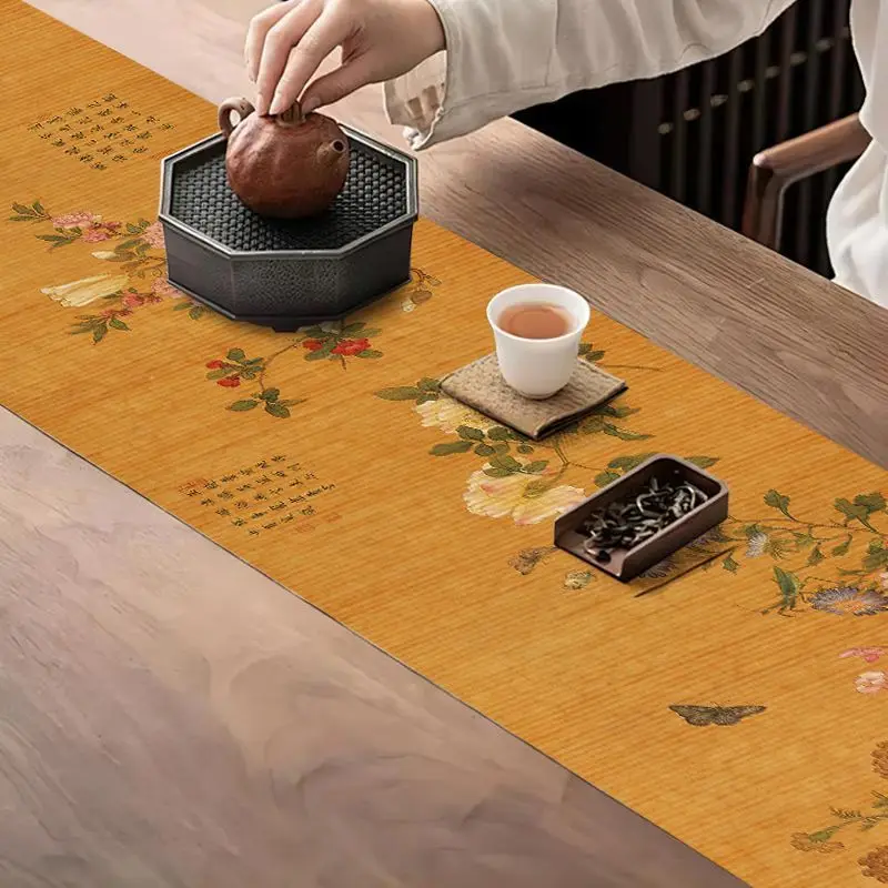 Chinese Tea Tray Napkin Cloth Waterproof Table Runner Tea Mat Zen Tea Ceremony Accessories Handmade Bamboo Insulation