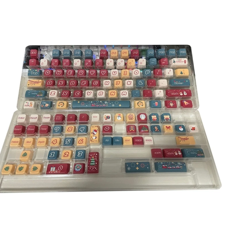 Keycap Set Unique Christmas Theme Keycaps MDA for 126Key Mechanical Keyboards Heat Sublimated Keycaps QXNF