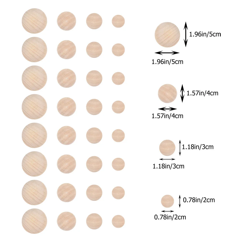 40 قطعة كرات خشبية نصف مستديرة لوازم الحرف اليدوية الطبيعية سطح أملس دهان داي نحت مشاريع كرات نصف مستديرة غير مكتملة