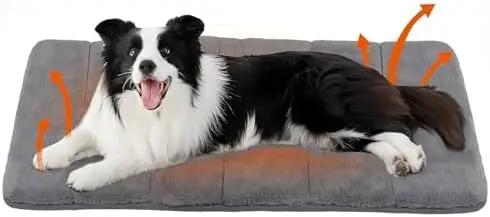 

Memory Foam Dog Crate Pad 35x23" - Washable Anti-Slip Kennel Mat for Large Dogs, Grey