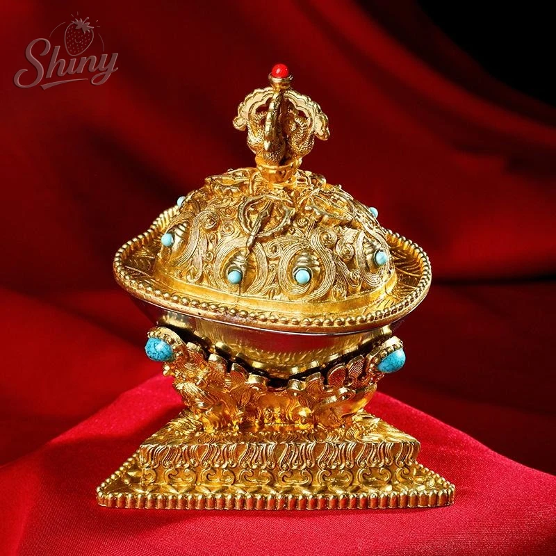 

Toba Ritual Vessel Wisdom Treasure Brass Toba Bowl Tibetan Esoteric Buddhism Altar Table Ornament Home Worship Offering Cup