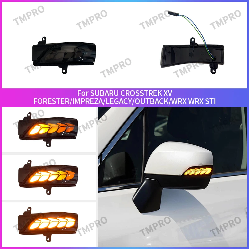 Dynamic Blue LED Rearview Mirror Turn Signal Welcome Light for Subaru WRX Legacy Forester XV Impreza and Outback