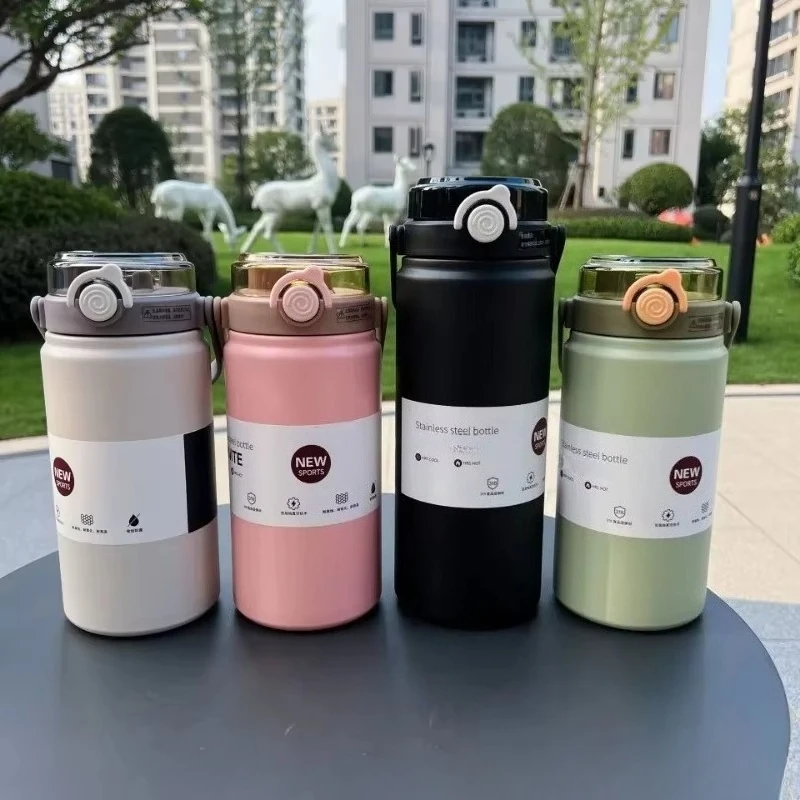 Botella térmica de gran capacidad de 1,2 L con pajita, botella de agua térmica  acero inoxidable, termo para mantener el frío
