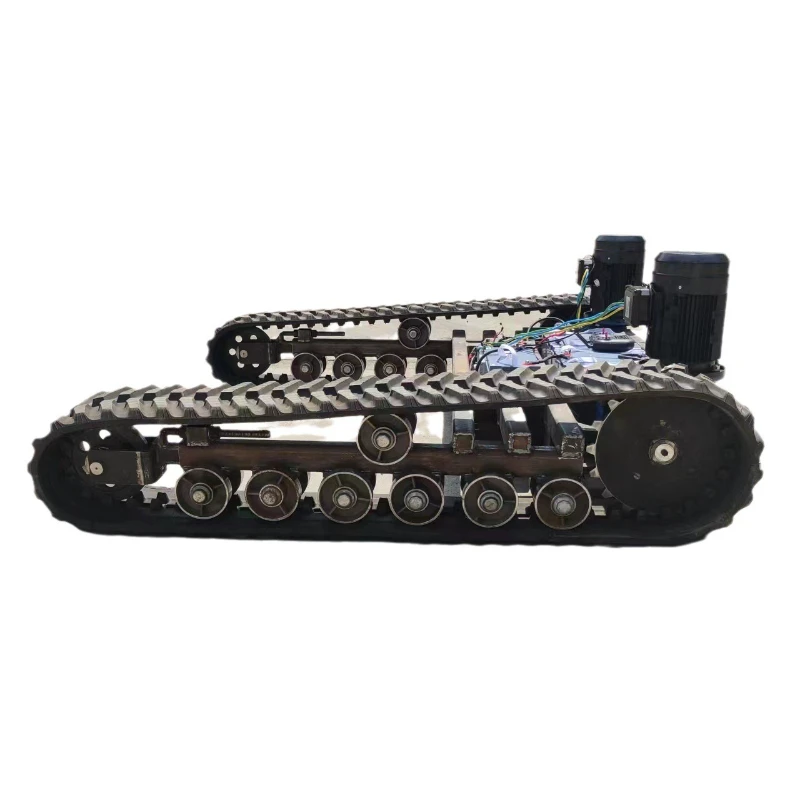 

Vertical dual-motor crawler chassis for handling exploration robots