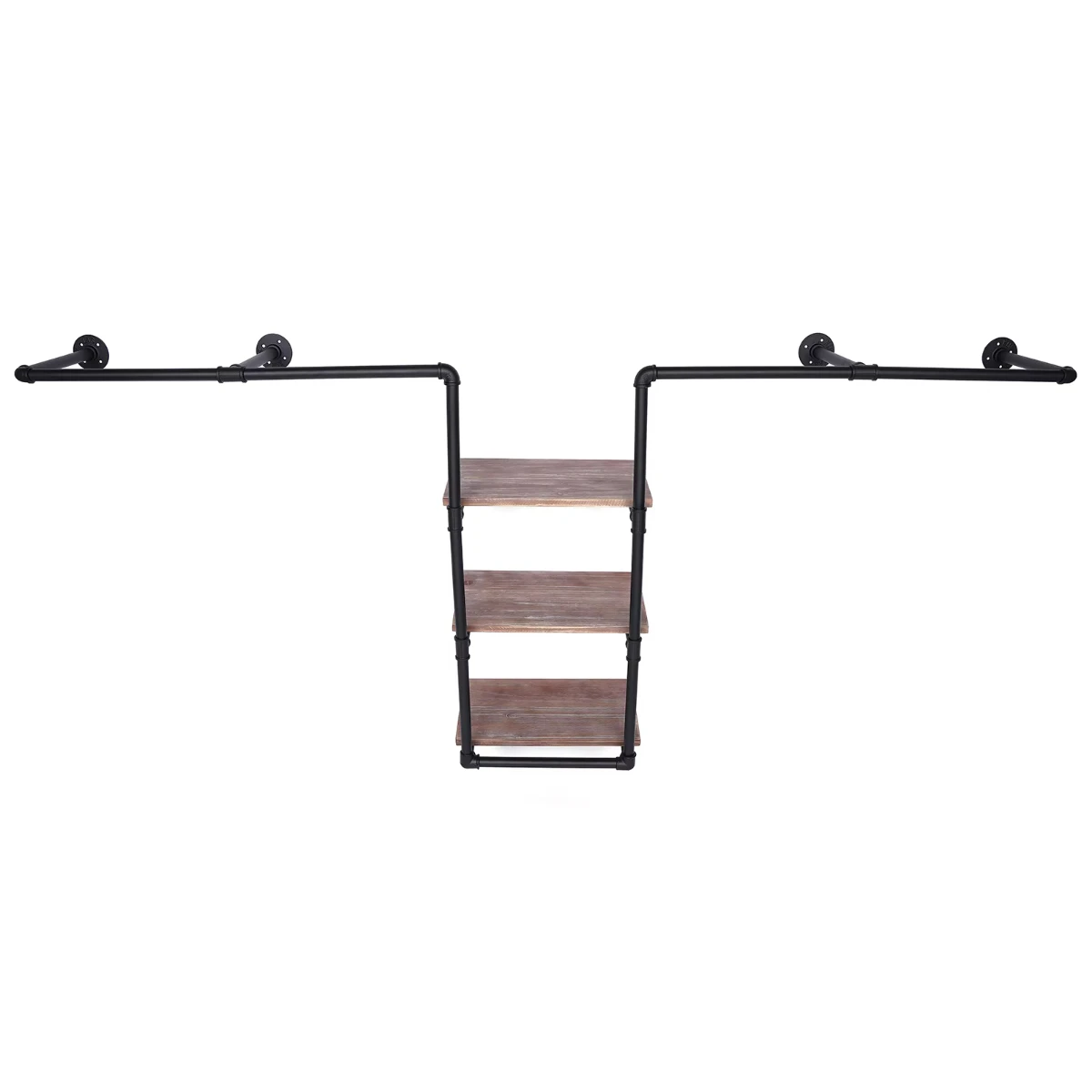 

3 Display Shelf with 2 Hanging Rods Classic Clothing Hangers Space Saving Chic Hotel Decor Accessories Room organizer Hanger