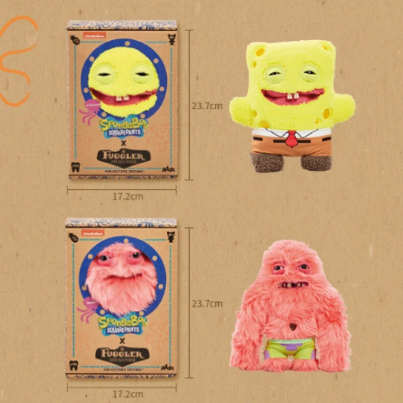 ของแท้ Fuggler Spongebob Squarepants ตุ๊กตา Plush น่าเกลียดน่ารักฟันตลก Plush ของเล่นกระเป๋าเป้สะพายหลังตกแต่งของขวัญวันเกิดของเล่น