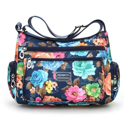 New Printed Women's Shoulder Bag Fashionable Diagonal Straddle Bag Multi layer Nylon Washed Cloth Bag