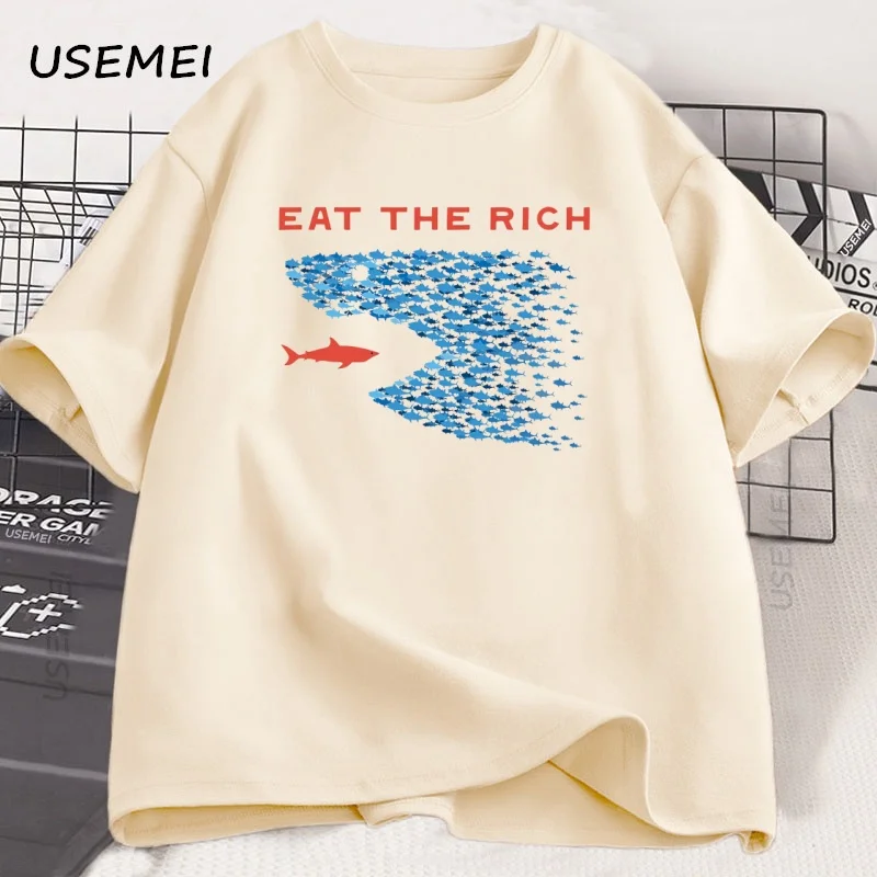 

Eat The Rich T Shirt Men Women Funny Cotton Short-sleeve T-shirt Streetwear Printed TShirt Casual Funny Tops Male Clothes