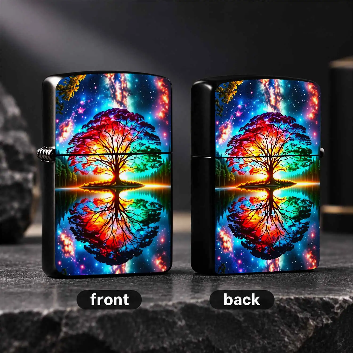 Creative Colorfullighter, Dream Starry Sky Lake Reflection Art Style Portable Igniter, Practical Decorative Gift For Outdoor Home Daily Scenes, Unique Aesthetic Present For Family Friends Art Lovers A Humorou And Interesting Lighter