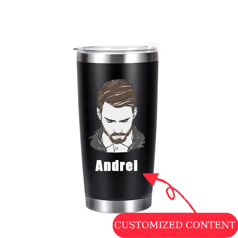 Stylish Stainless Steel Cups, Available for Customization with Patterns and Names. Coffee Cups, Beverage Cups，Valentine's Day.