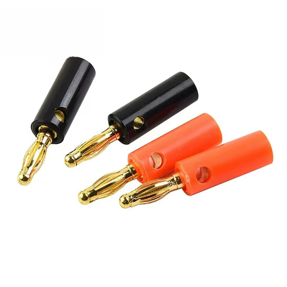 1 pair (black+red) 4mm banana male gold-plated plug connector audio speaker screw gold audio speaker screw test cable