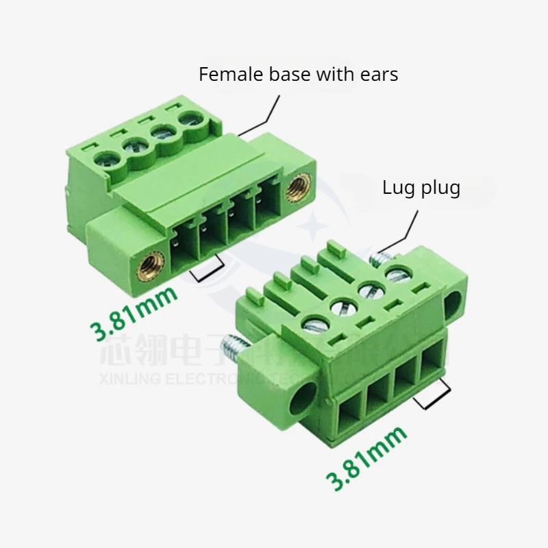 Weld-free butt connection 15EDGRKM-3.81mm male and female plug-in terminal block with ears 2edg plug-in terminal