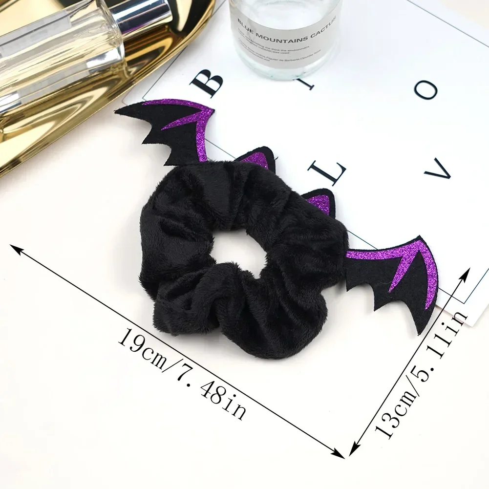 Cute Cartoon Bat Spider Demon Halloween Hair Scrunchies Christmas Elastic for Girls Antlers Hair Ring Horsetail Holder Headwear