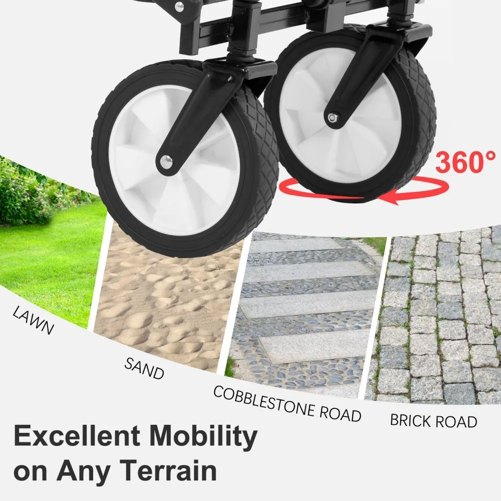 "sturdy folding utility wagon for outdoor adventures with ample storage"