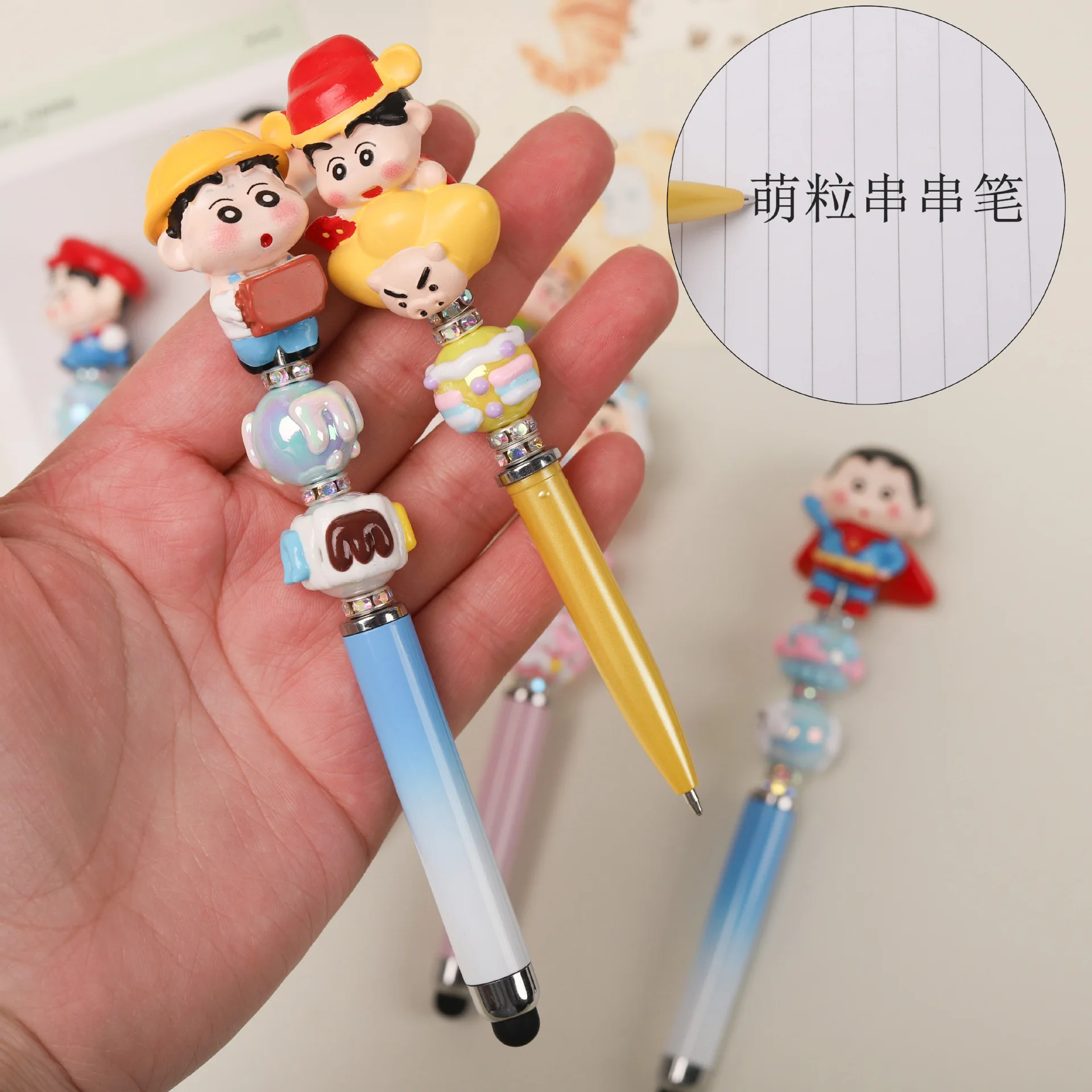 1PCS Crayon Shin-chan Mengling Beaded  Portable Pen for Mobile Phones, Tablets, Touch Screens, Neutral Color, Doll Design, Handm