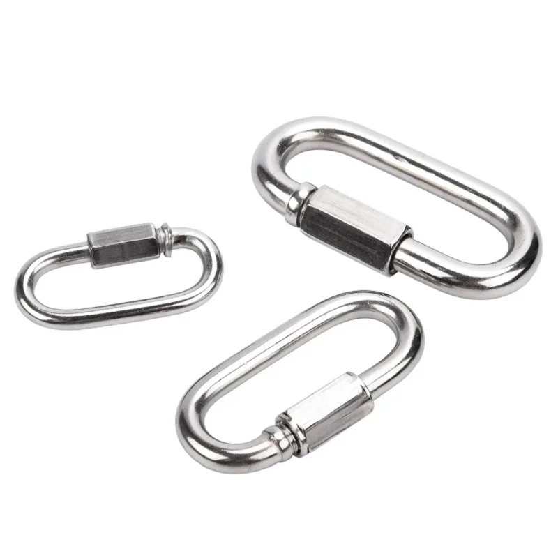 Quick link 304 316 Stainless Steel Carabiner  Strap Connector Chain Repair Shackle D Quick link Seaworthy Marine grade