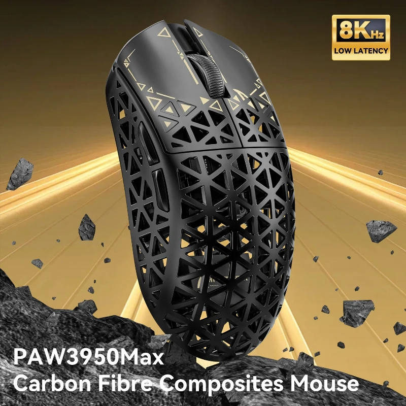 ATTACK SHARK R5 Ultra Carbon Fiber Wireless 8K Gaming Mouse 39g SUPERLIGHT, PixArt PAW3950MAX Gaming Sensor, 8000Hz Wireless Pol