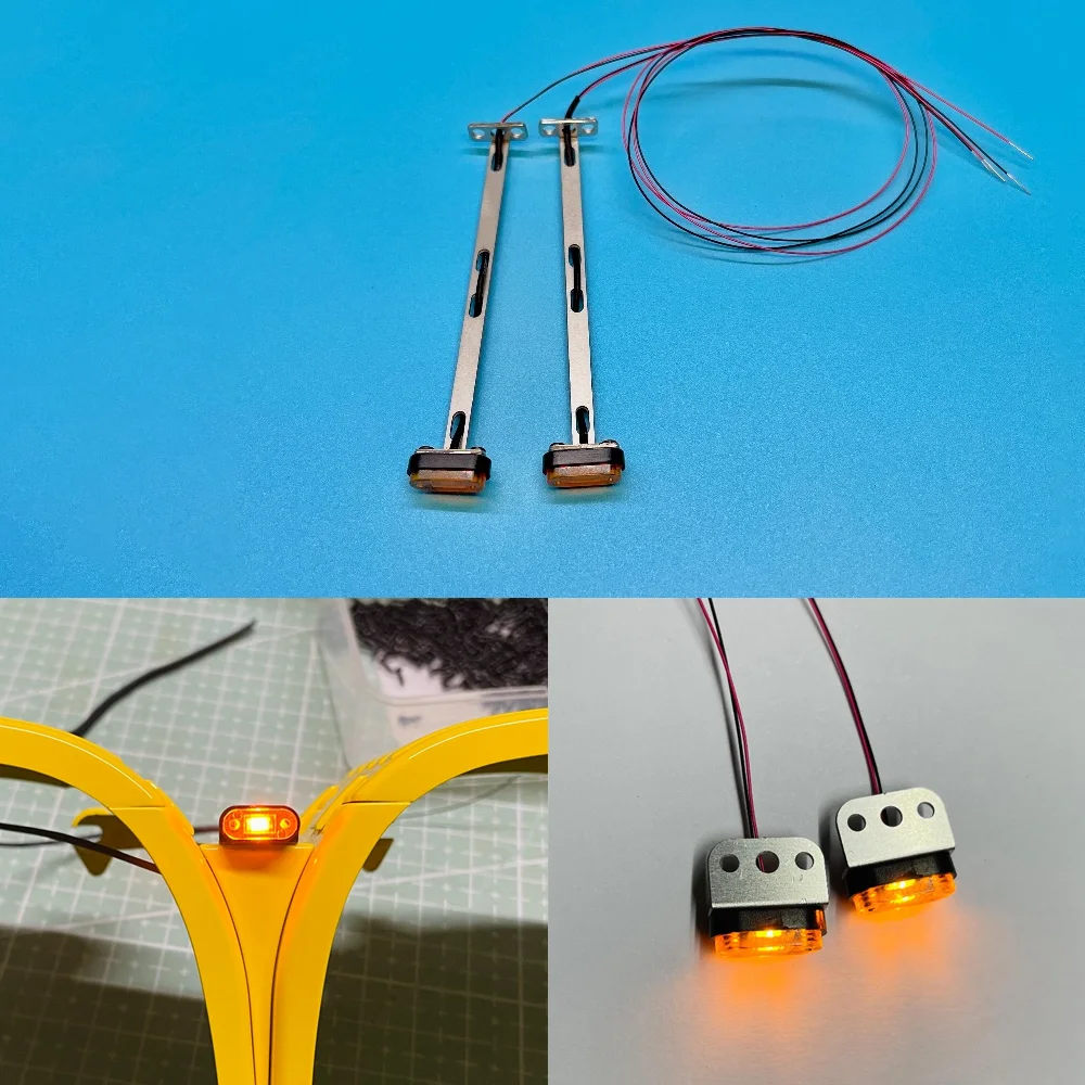 

LED Warning Light with Bracket Fender Light for 1/14 Tamiya RC Truck SCANIA 770S R620 VOLVO Mercedes-Benz MAN LESU Toys Car Part