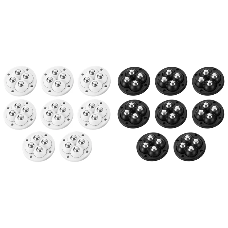 8Pcs Self Adhesive Ball Universal Wheel 4 Beads Stainless Steel Pulley Base For Furniture Bedside Table Base