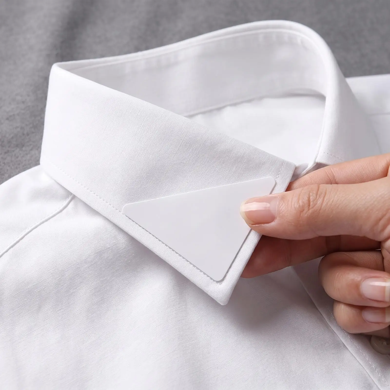 Shirt Collar Stiffener Sticker Invisible Adhesive PVC Thin Triangular Shape Rounded Corners for Daily Wear Neat Look