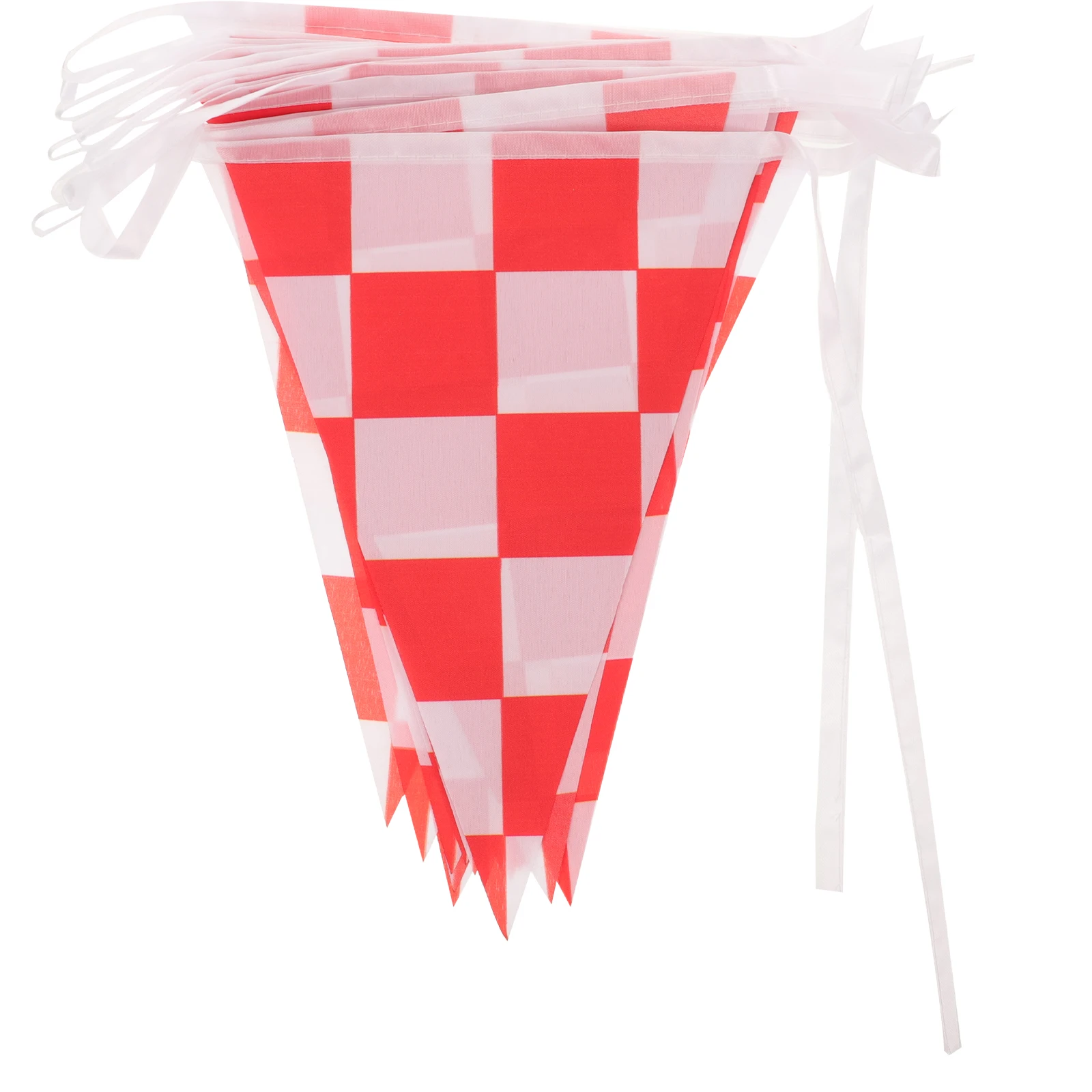 

20 Checkered Flags Triangular Decor 7m Red White Party Theme Hanging Checkered Racing Flags For Race Track Flag Accessories