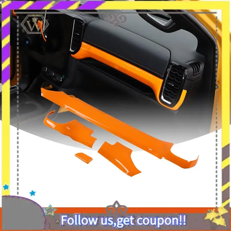 

ABXV-For Ford Ranger 2023 2024 LHD Car Center Console Dashboard Trim Cover Interior Accessories Orange