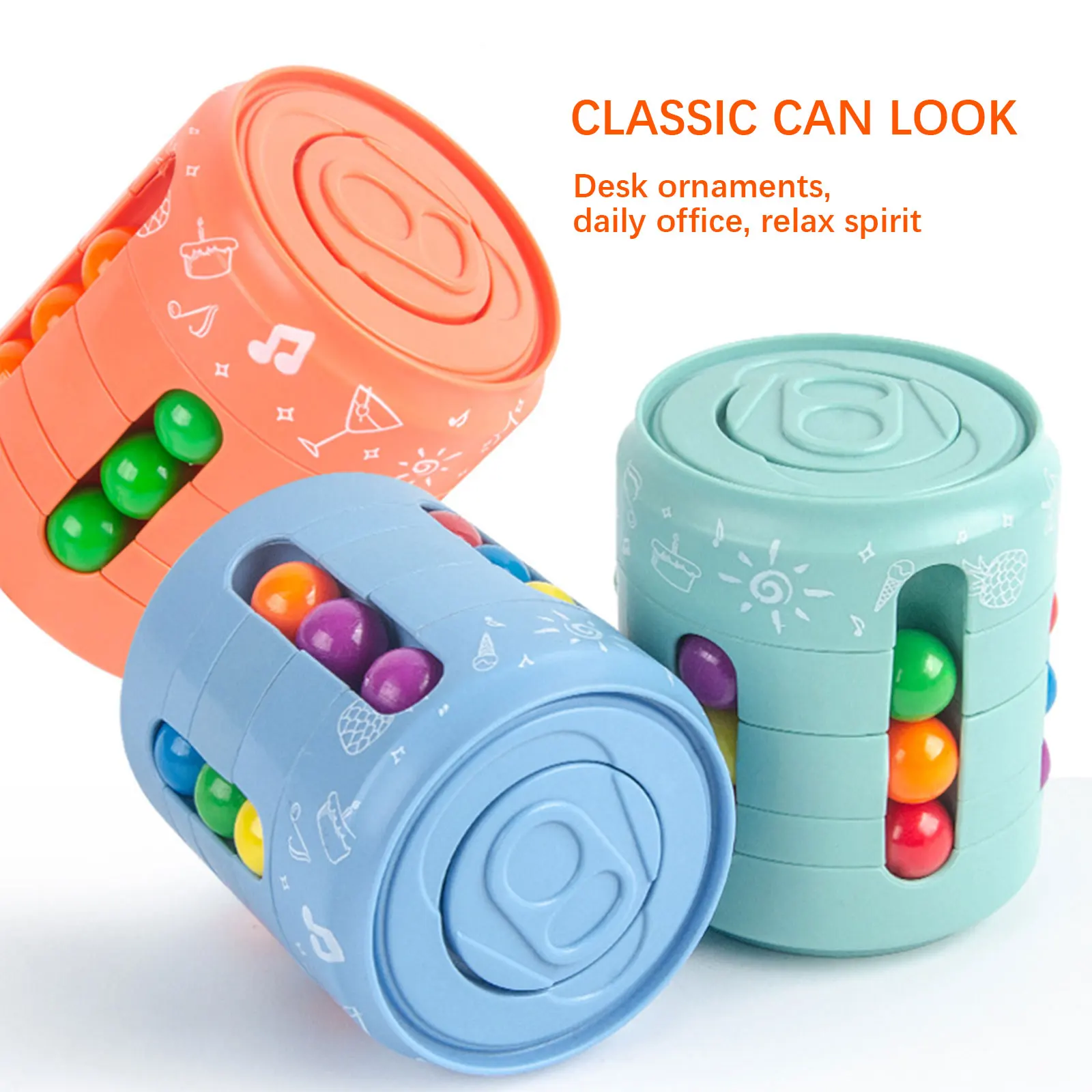 ZK30 Dropshipping Cube Top Magic Colorful Beans Finger Spinning Relieves Stress Decompression Tool For Children And Adults