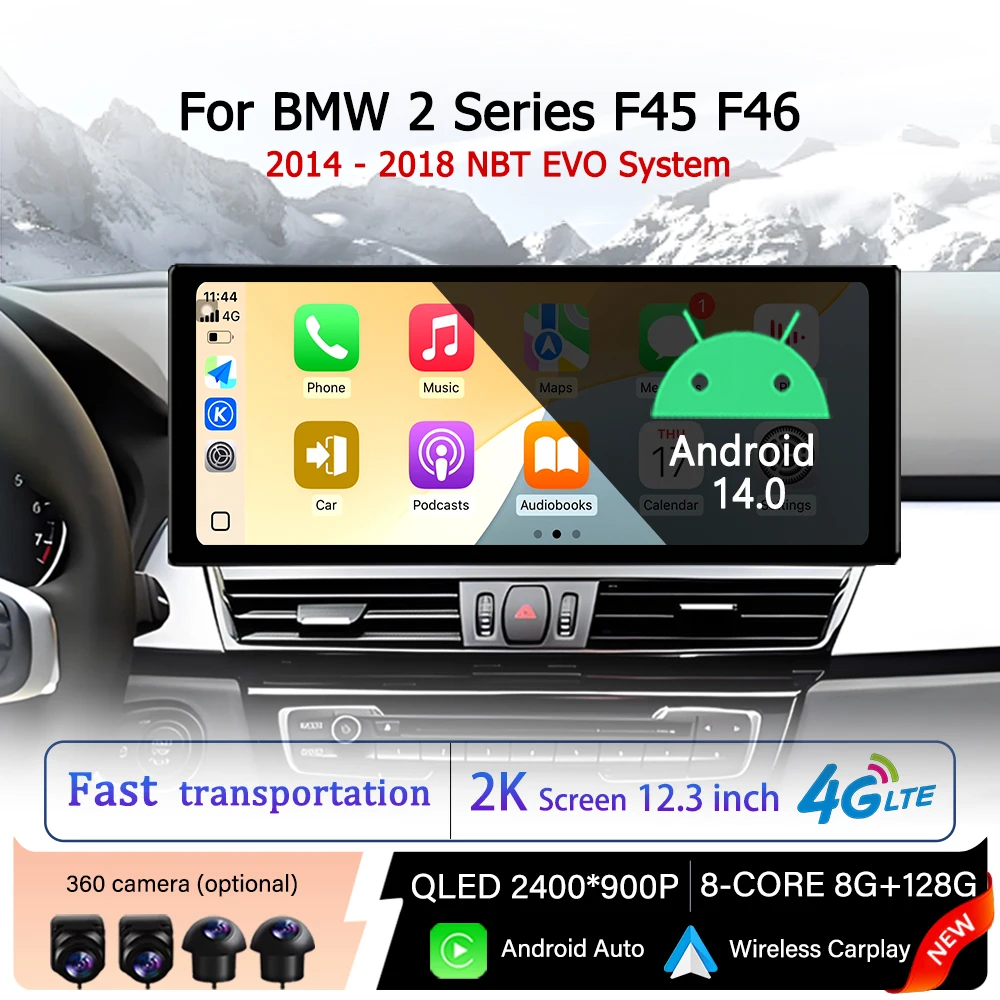 

for BMW 2 Series F45 F46 2014 - 2018 NBT EVO System Car Radio QLED 2400*900P Multimedia Touch Display DSP Stereo GPS Navi WiFi